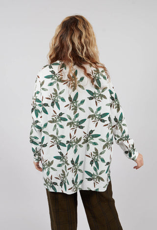 Collarless Shirt in Willow Leaf Print