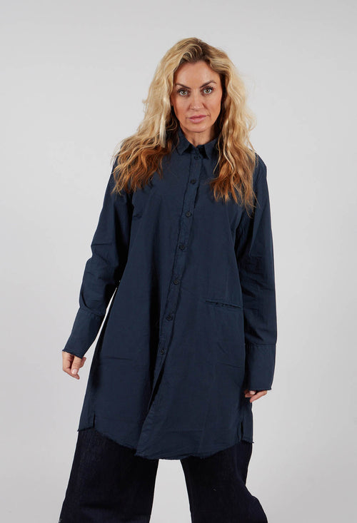 Longline Button Up Shirt in Abisso
