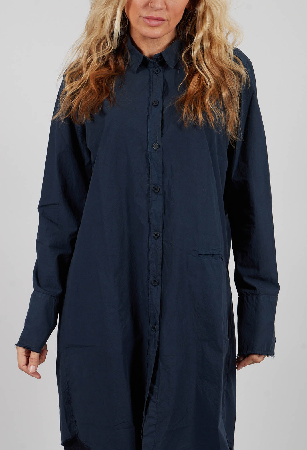 Longline Button Up Shirt in Abisso