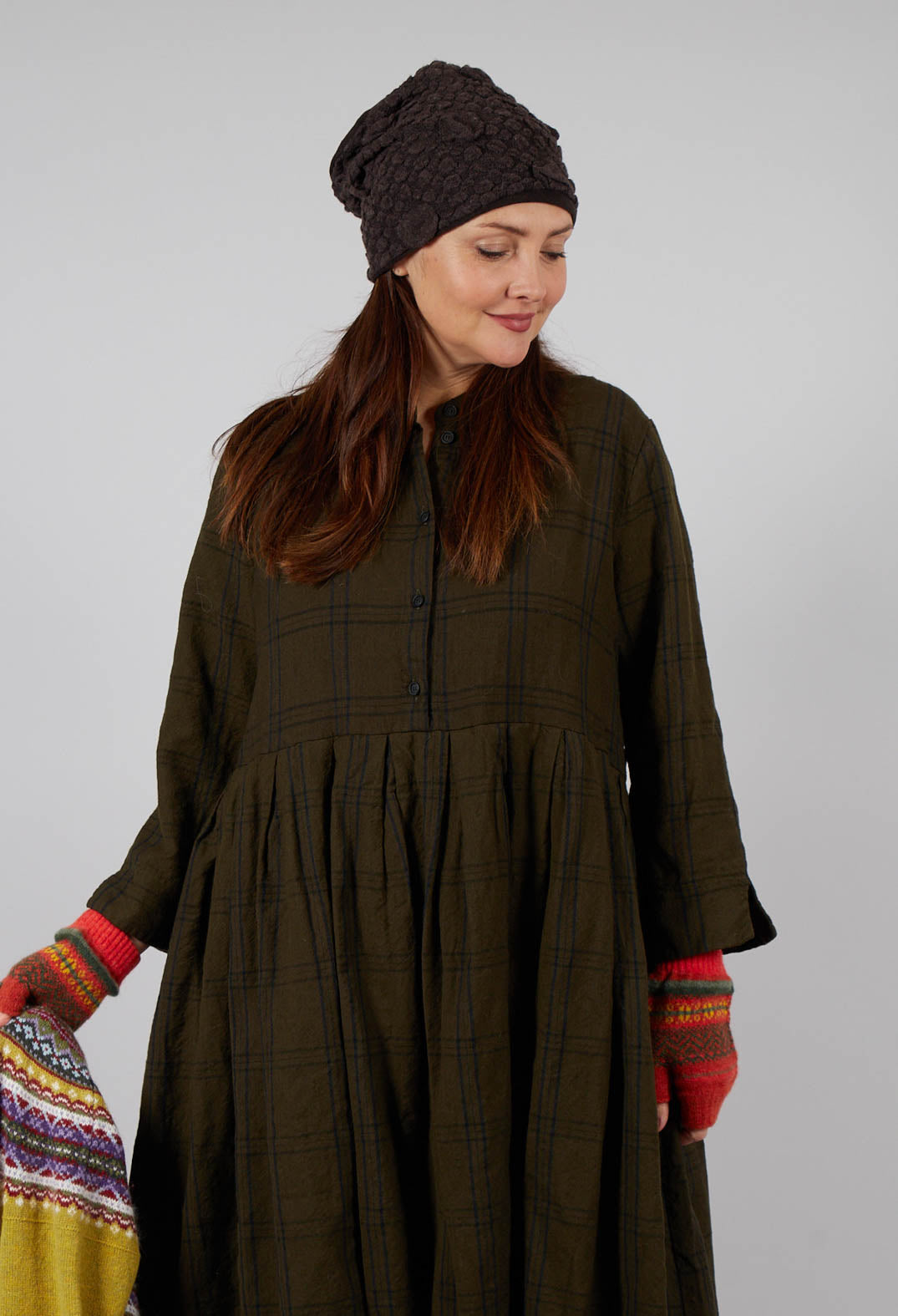 Button Up Dress in Nut Brown