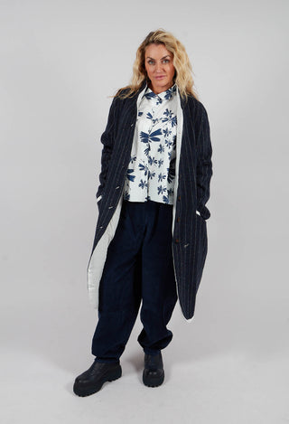 Marika Coat in Navy Pinstripe