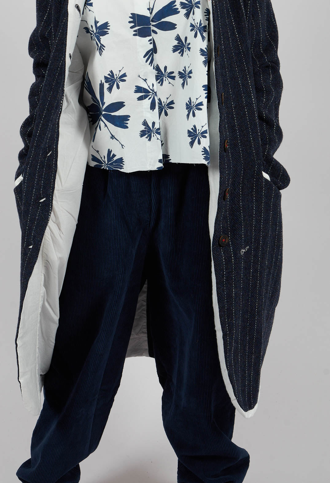 Marika Coat in Navy Pinstripe