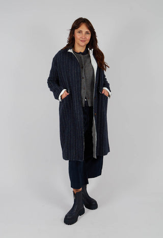Mabel Coat in Navy Pinstripe