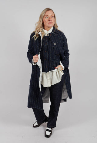 Mabel Coat in Navy Pinstripe