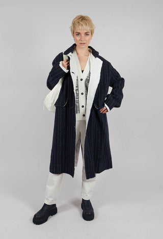 Mabel Coat in Navy Pinstripe