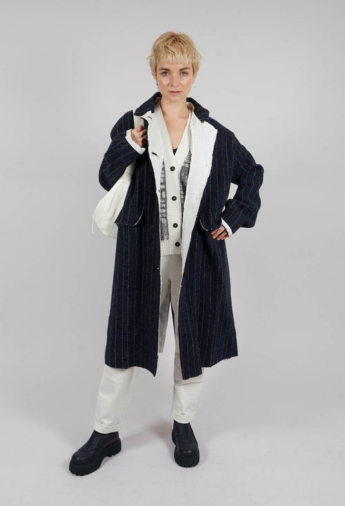 Mabel Coat in Navy Pinstripe