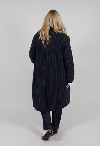 Mabel Coat in Navy Pinstripe