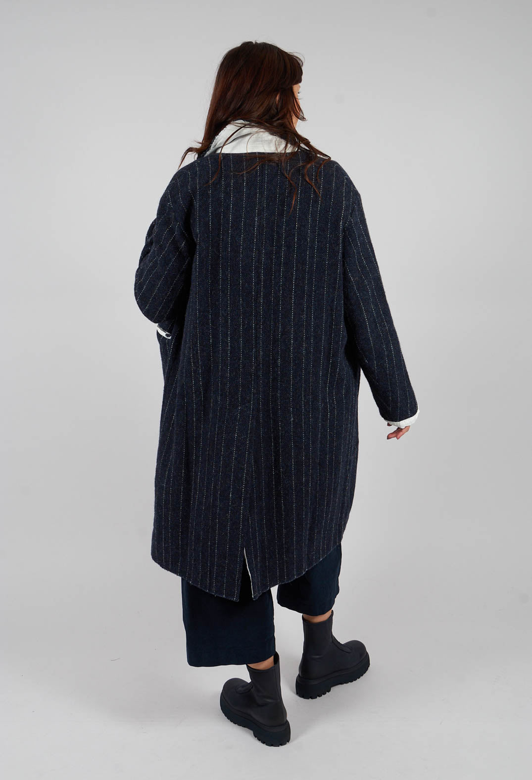 Mabel Coat in Navy Pinstripe