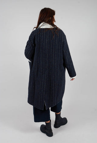 Mabel Coat in Navy Pinstripe