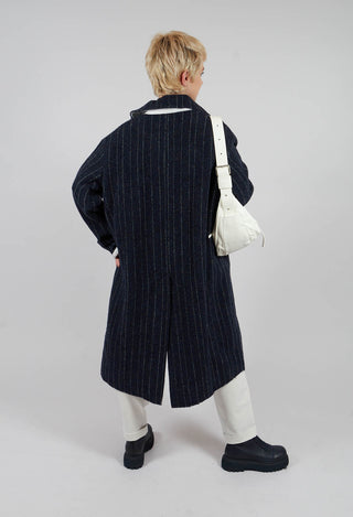 Mabel Coat in Navy Pinstripe