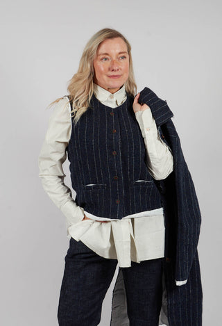Gerda Gilet in Navy Pinstripe