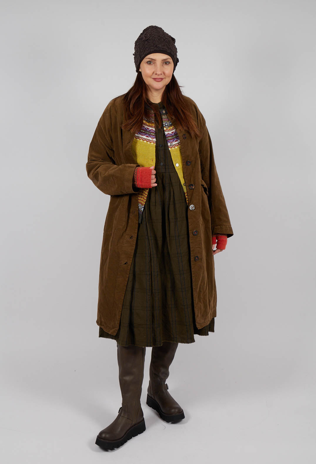 Melanie Velvet Coat in Tobacco