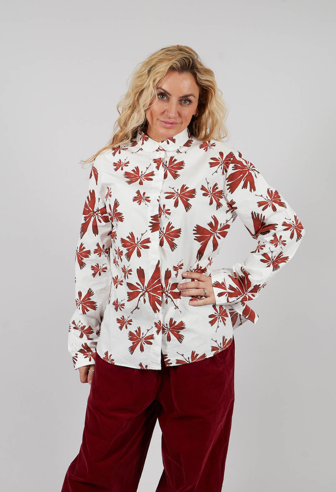 Christine Shirt in Red Flowers