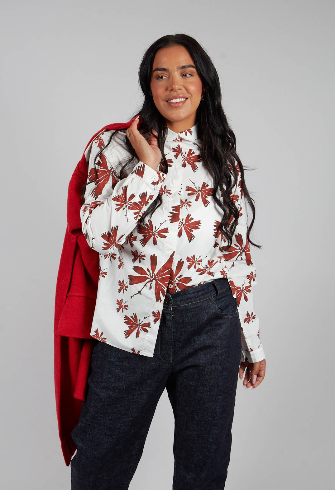 Christine Shirt in Red Flowers