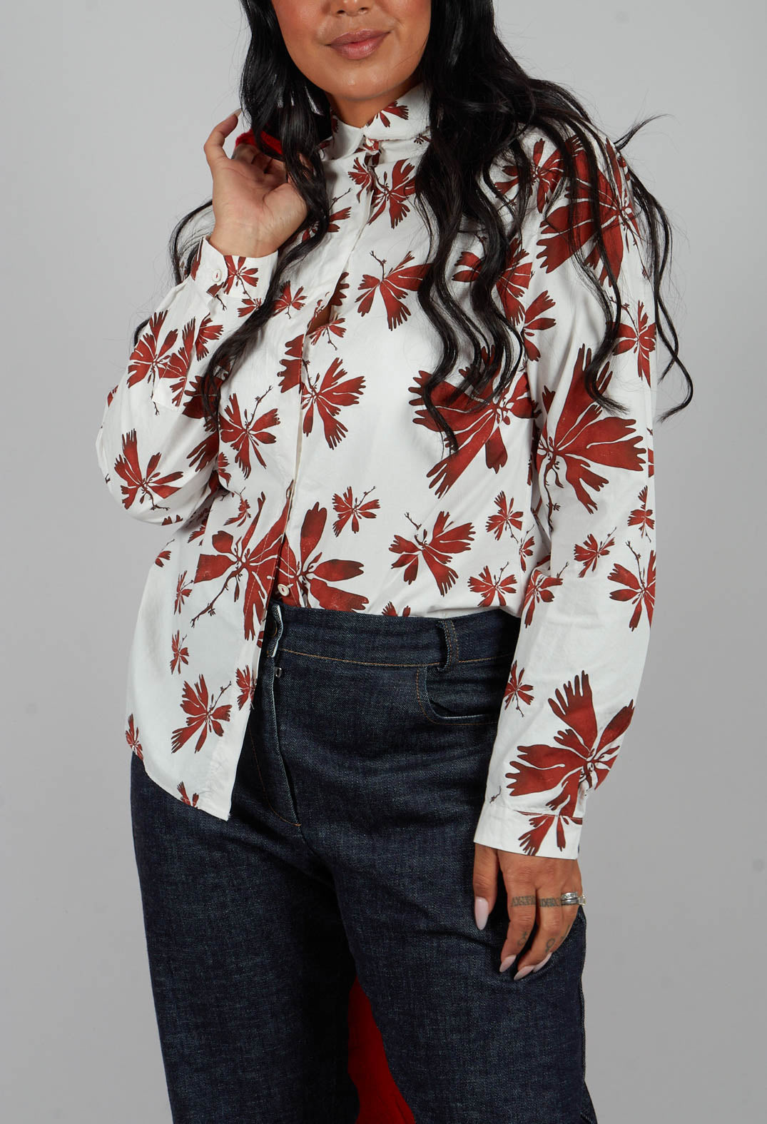 Christine Shirt in Red Flowers