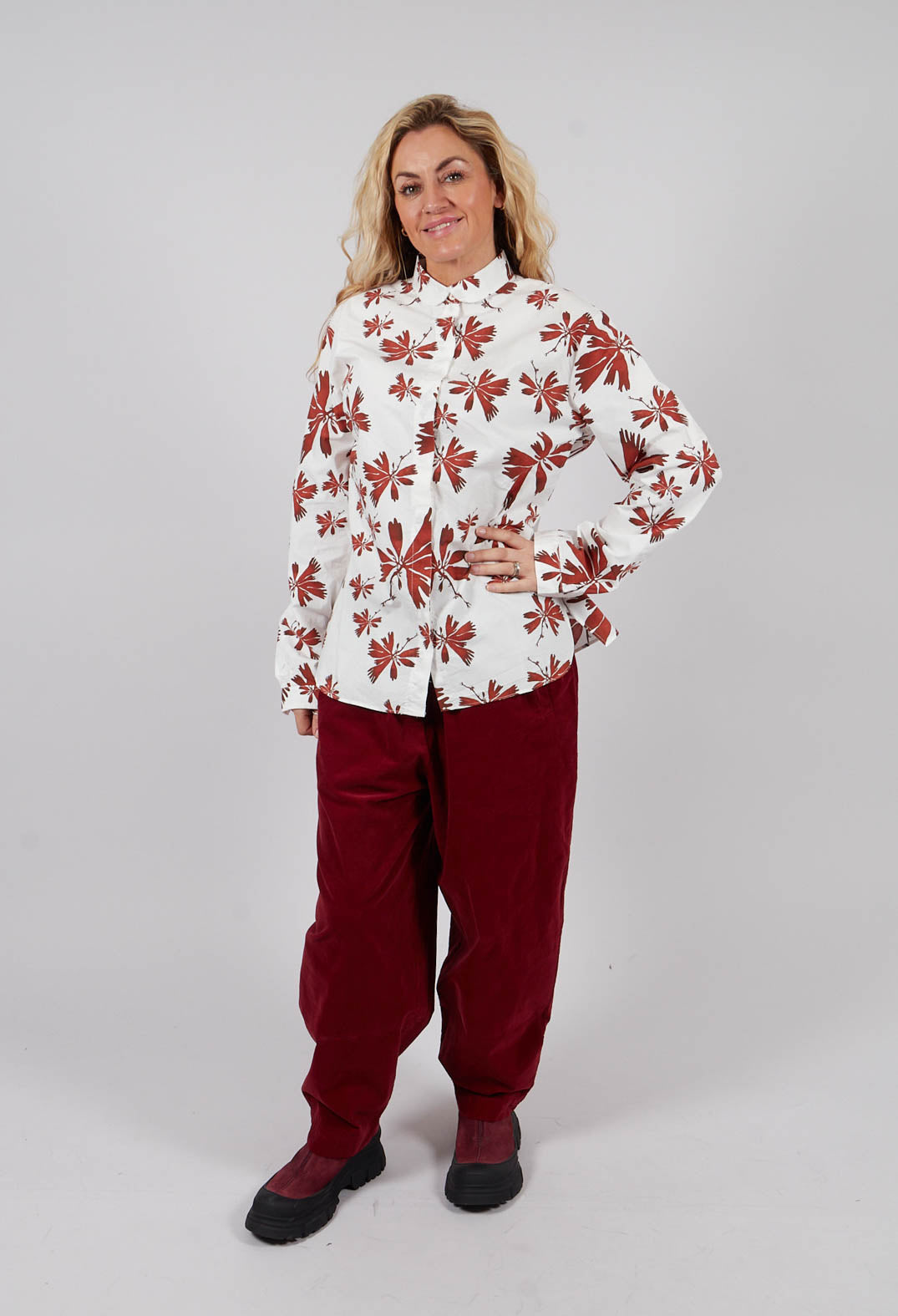 Christine Shirt in Red Flowers