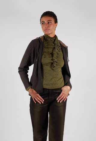 Freize Knitted Cardigan in Green