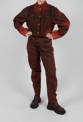 Wide Leg Saddle Trouser in Red