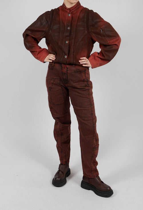 Wide Leg Saddle Trouser in Red