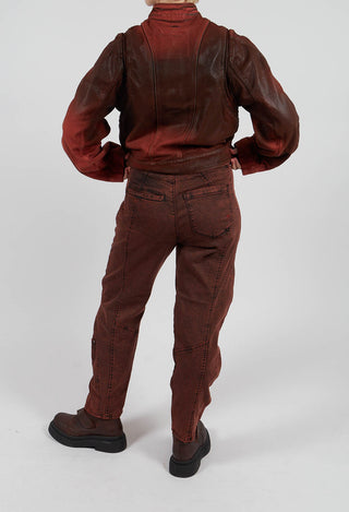Wide Leg Saddle Trouser in Red