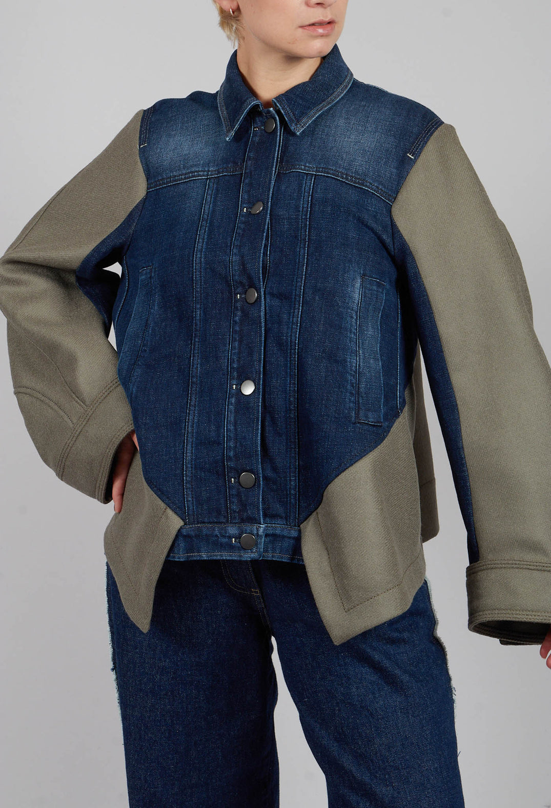 Urchin Short Jacket in Denim & Green