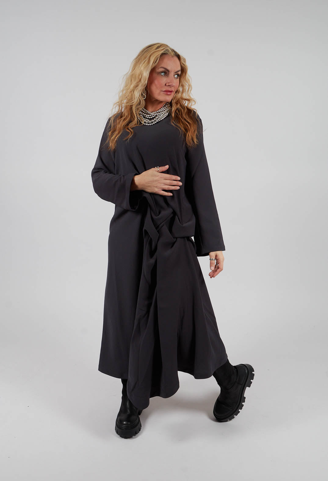 Full Length Dress in Grey Green