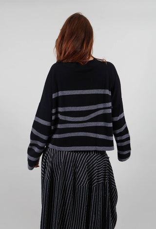Striped Pullover in Black Base