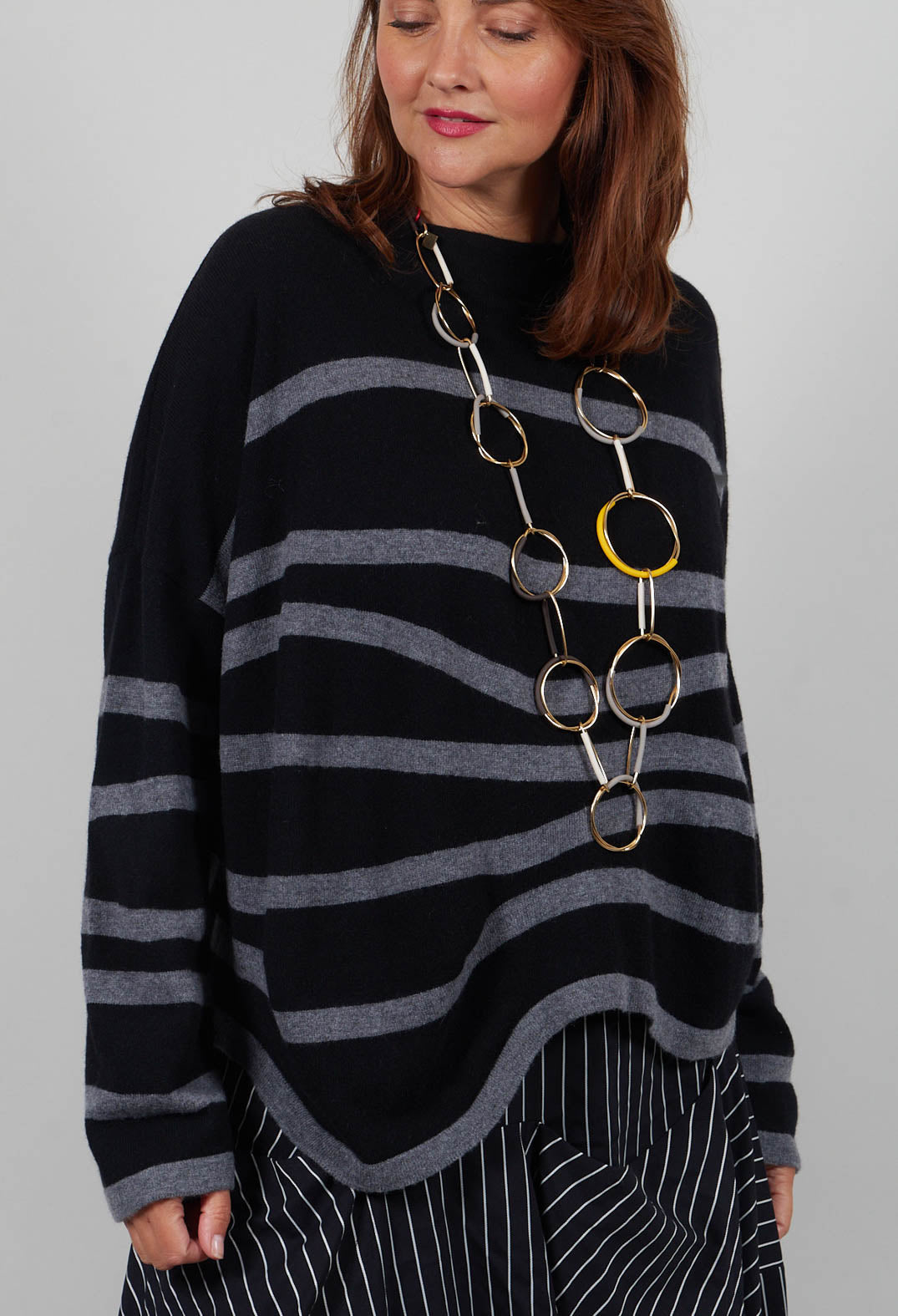 Striped Pullover in Black Base