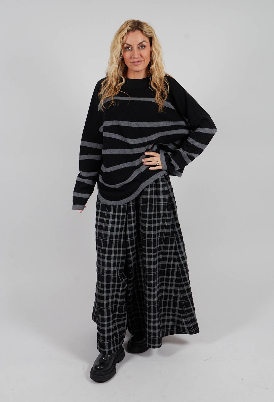 Striped Pullover in Black Base