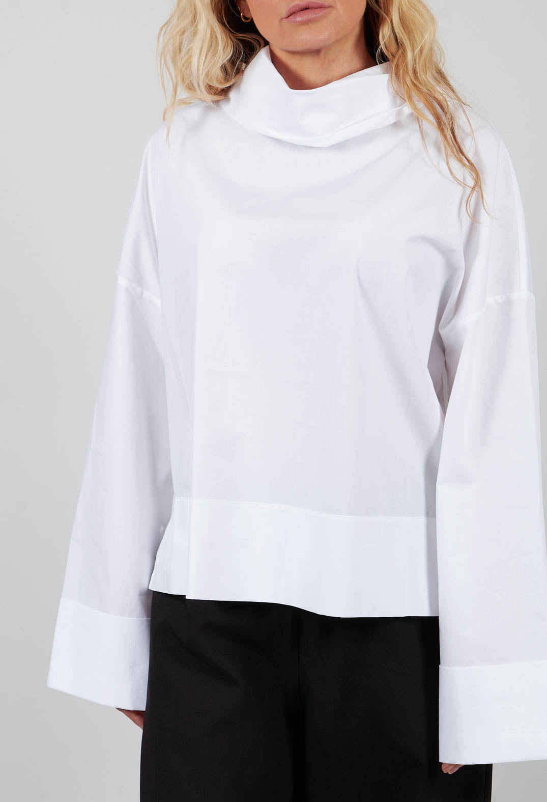 Roll Neck Shirt in White