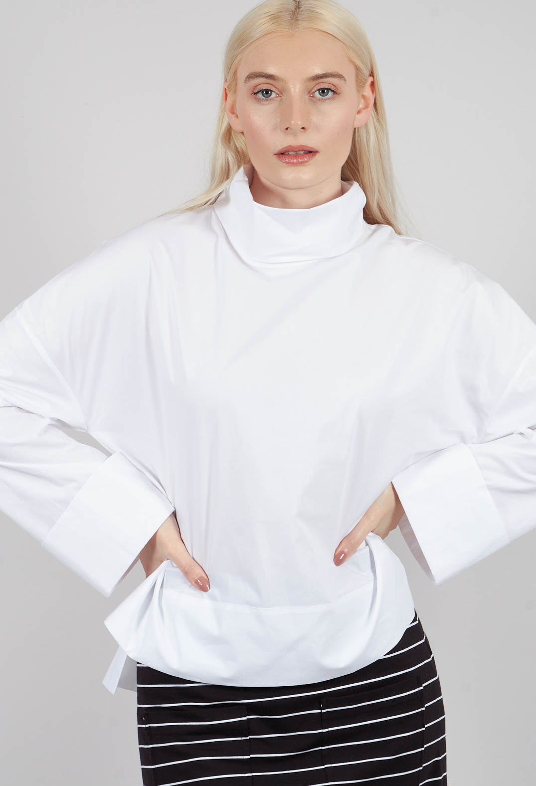 Roll Neck Top in White