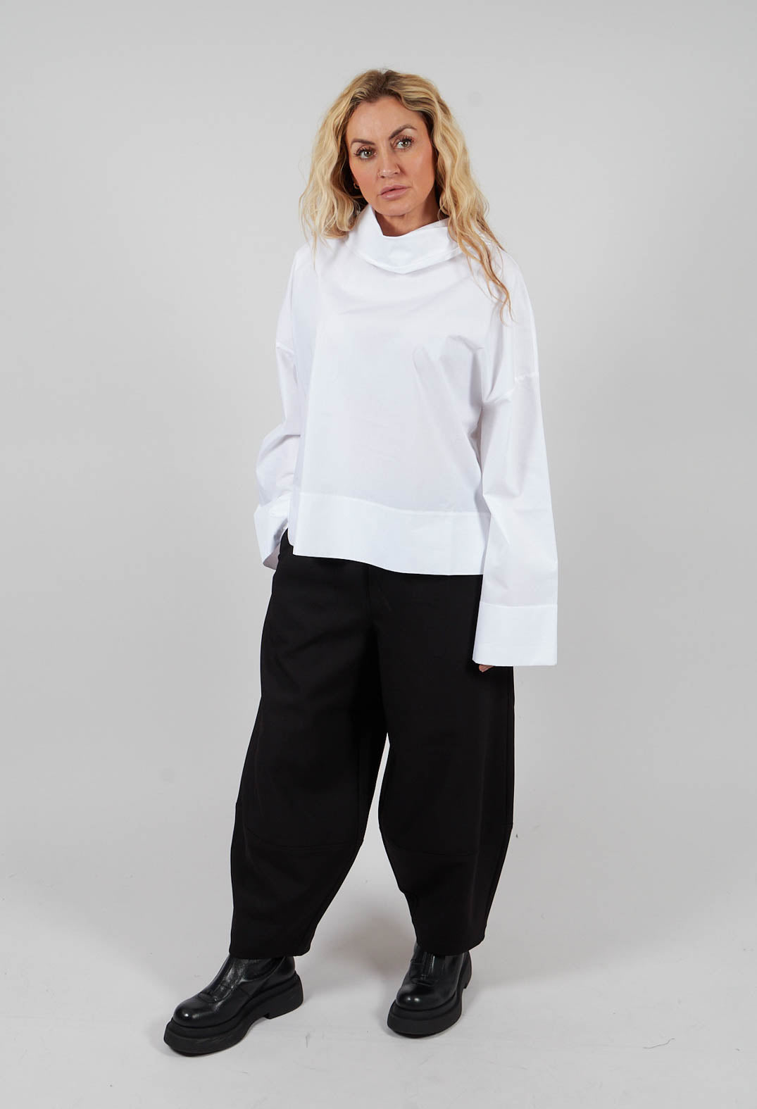 Roll Neck Shirt in White