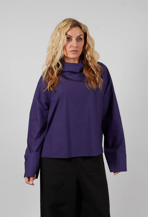 Roll Neck Shirt in Cobalt