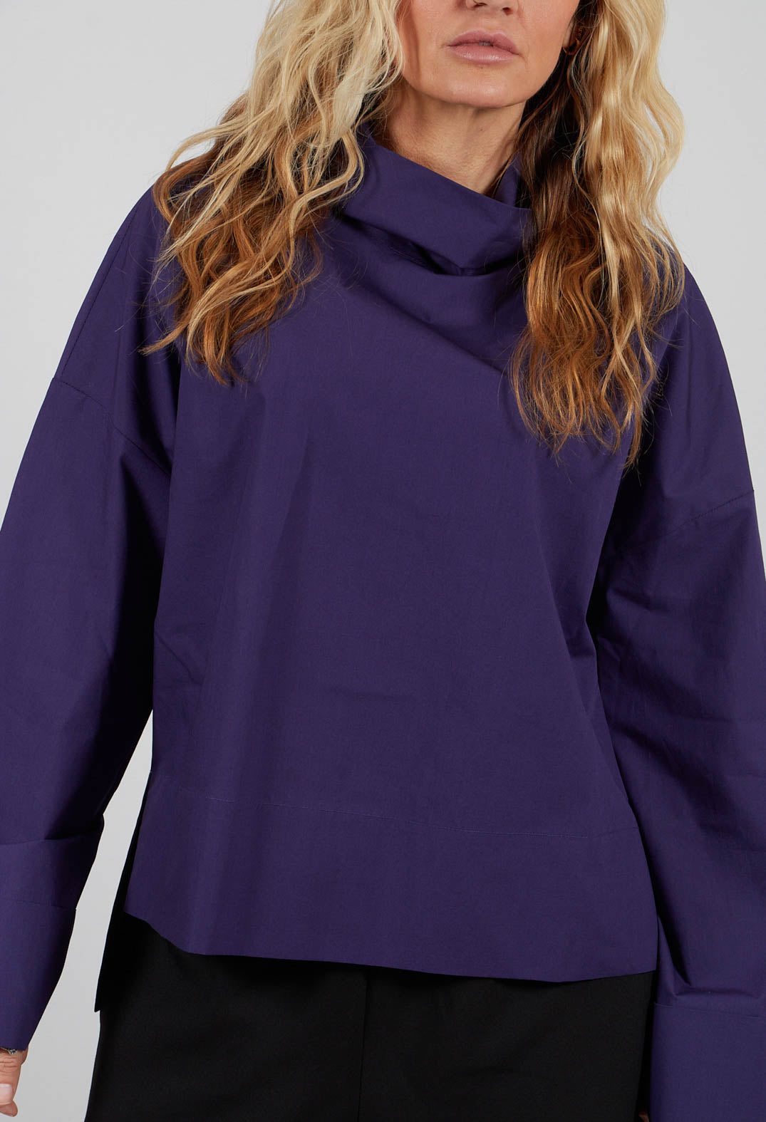 Roll Neck Shirt in Cobalt