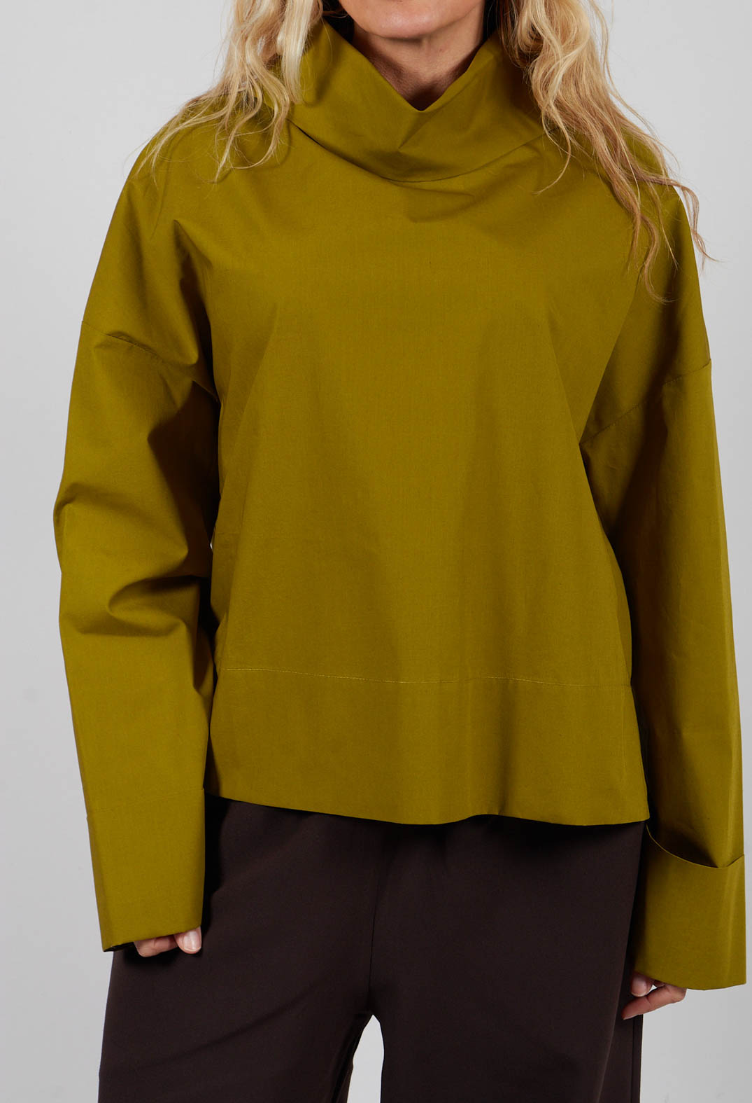 Roll Neck Shirt in Olive