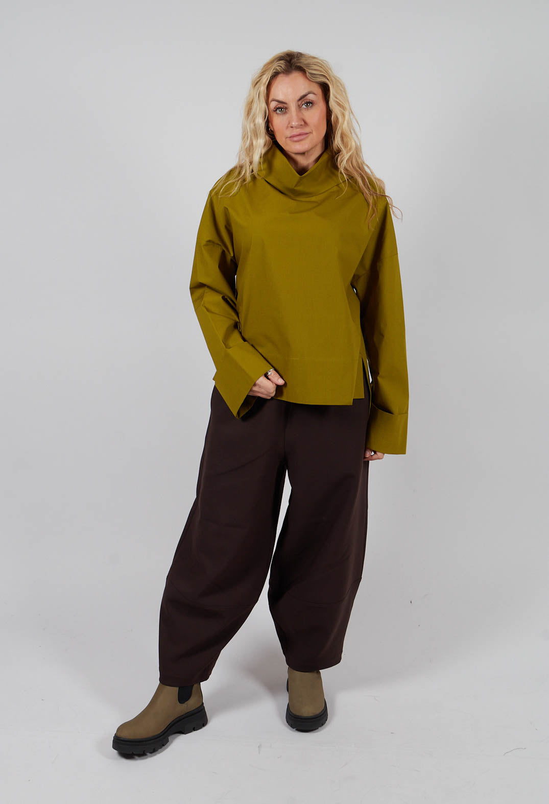 Roll Neck Shirt in Olive
