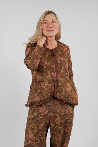 Clementine Jacket in Popeline Havane Fleure