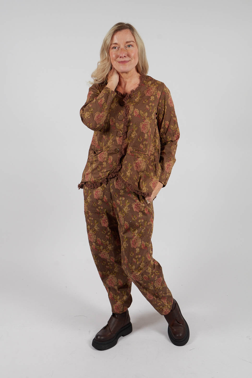 Clementine Jacket in Popeline Havane Fleure
