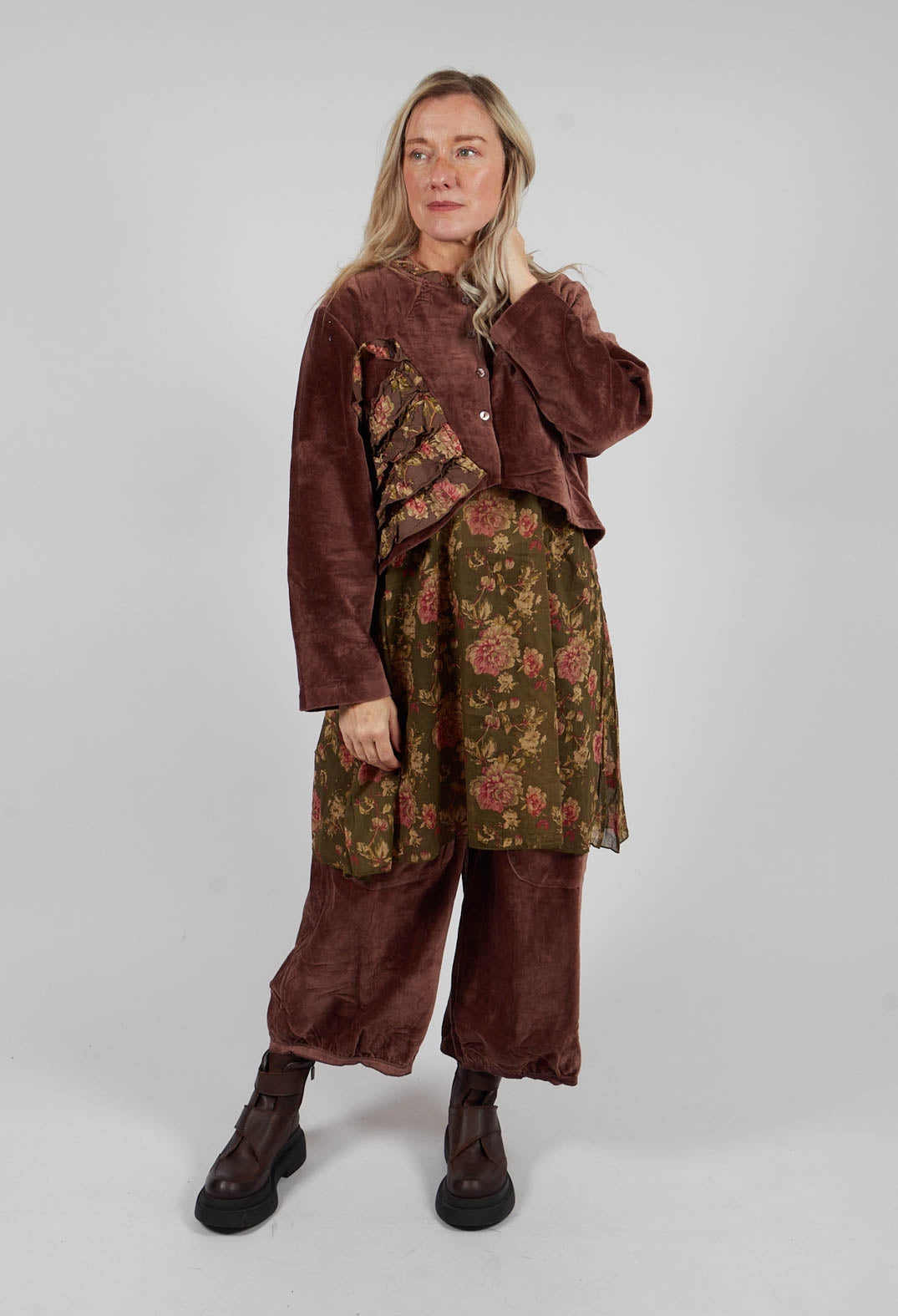 Liane Jacket in Velours Ras Bois de Rose