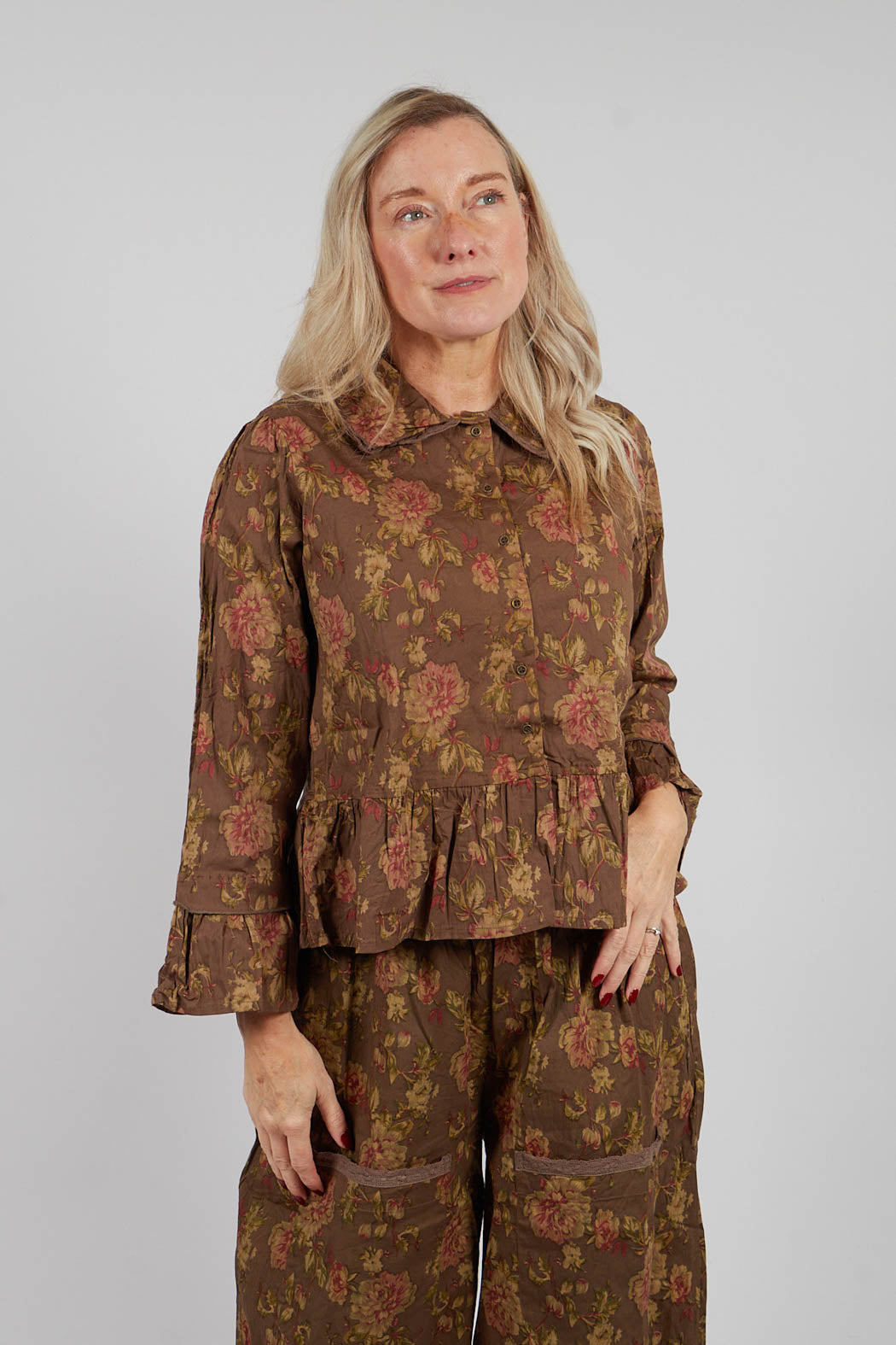 Mathis Jacket in Popeline Havane Fleure