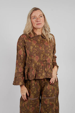 Mathis Jacket in Popeline Havane Fleure
