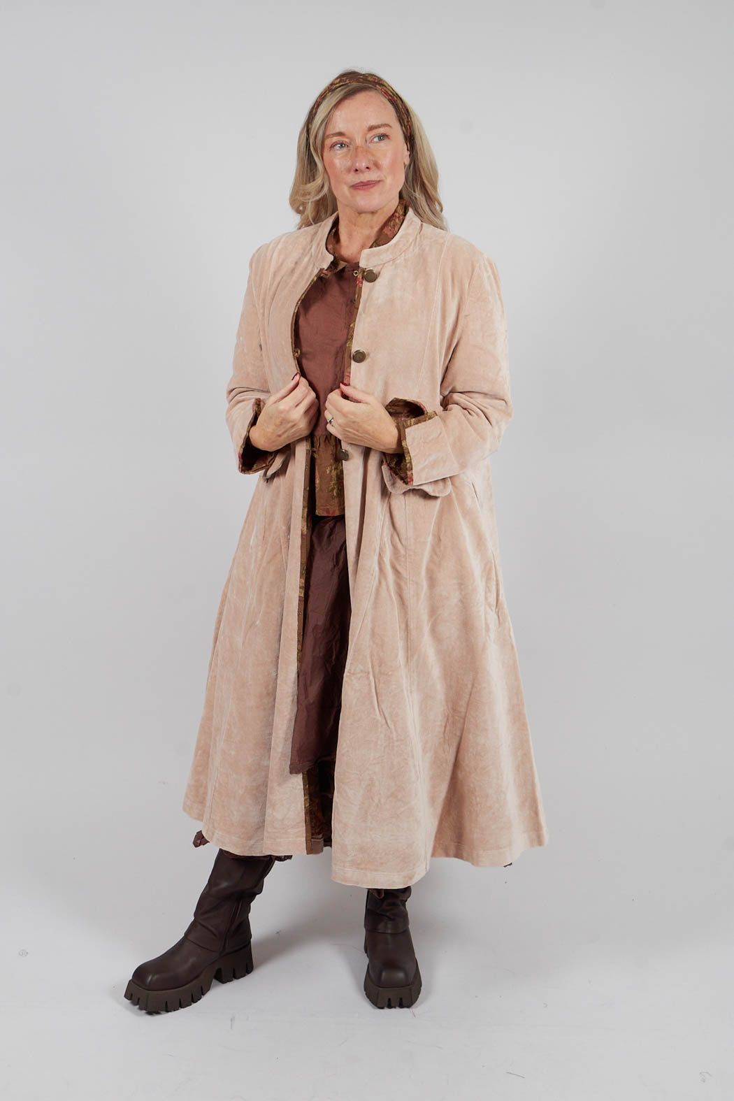 Ayden Coat in Velours Ras Rose