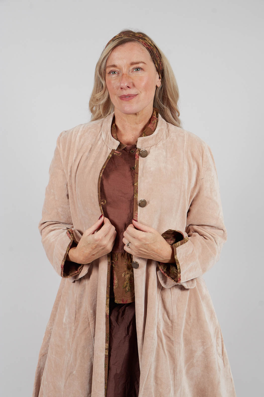 Ayden Coat in Velours Ras Rose