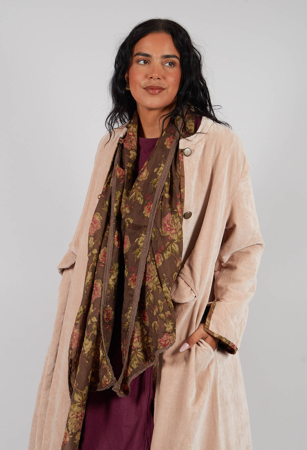 Ayden Coat in Velours Ras Rose