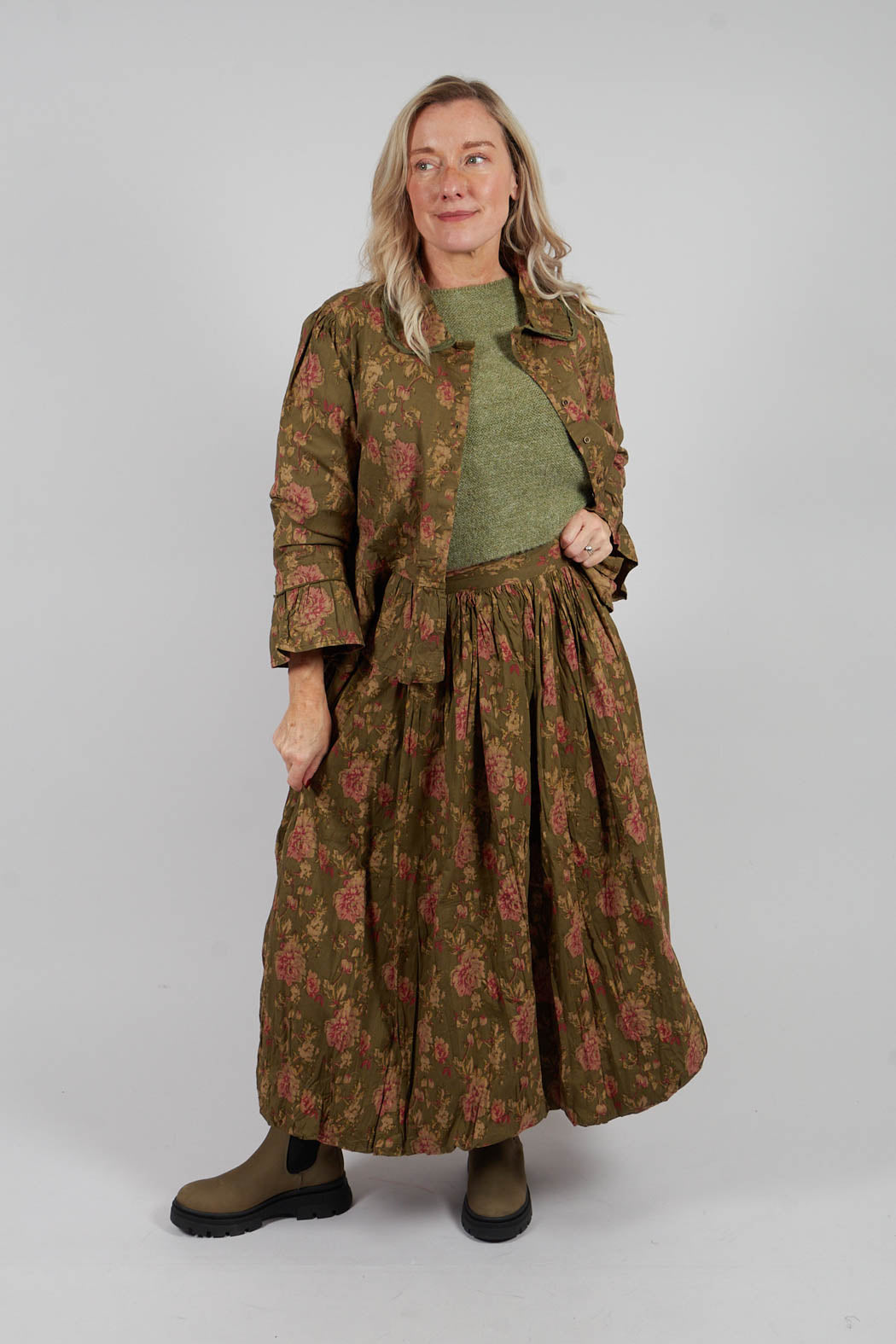 Soleil Skirt in Popeline Mousse Fleure