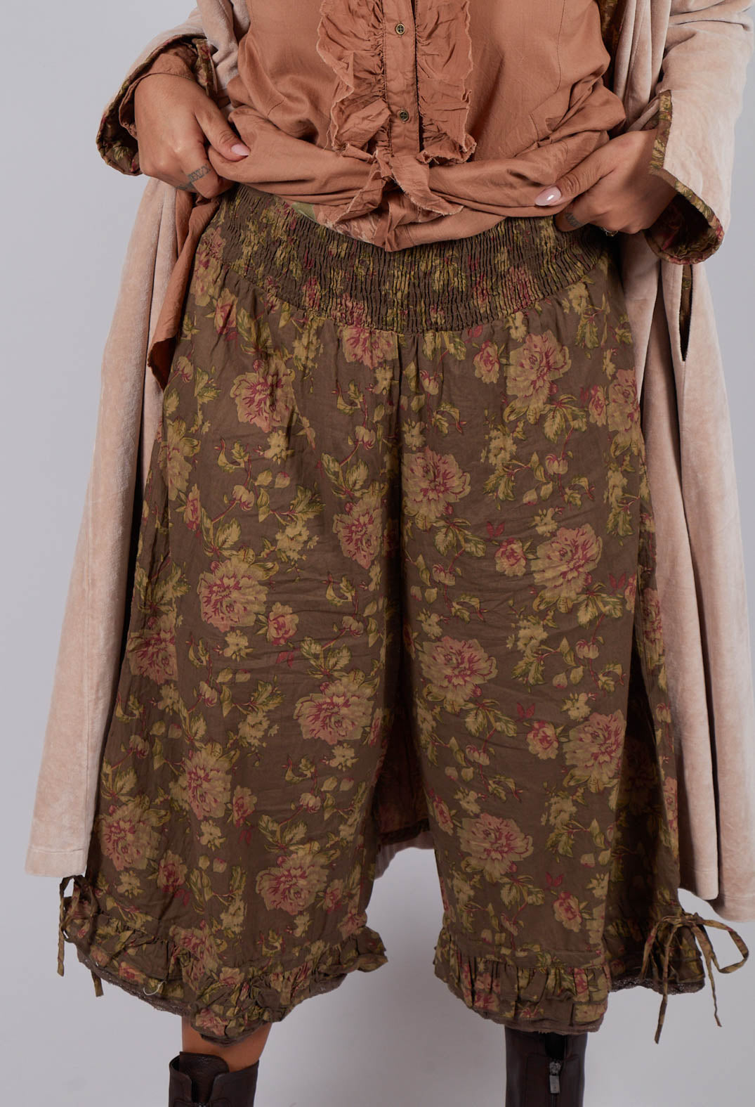 Robert Trousers in Coton Havane Fleurs