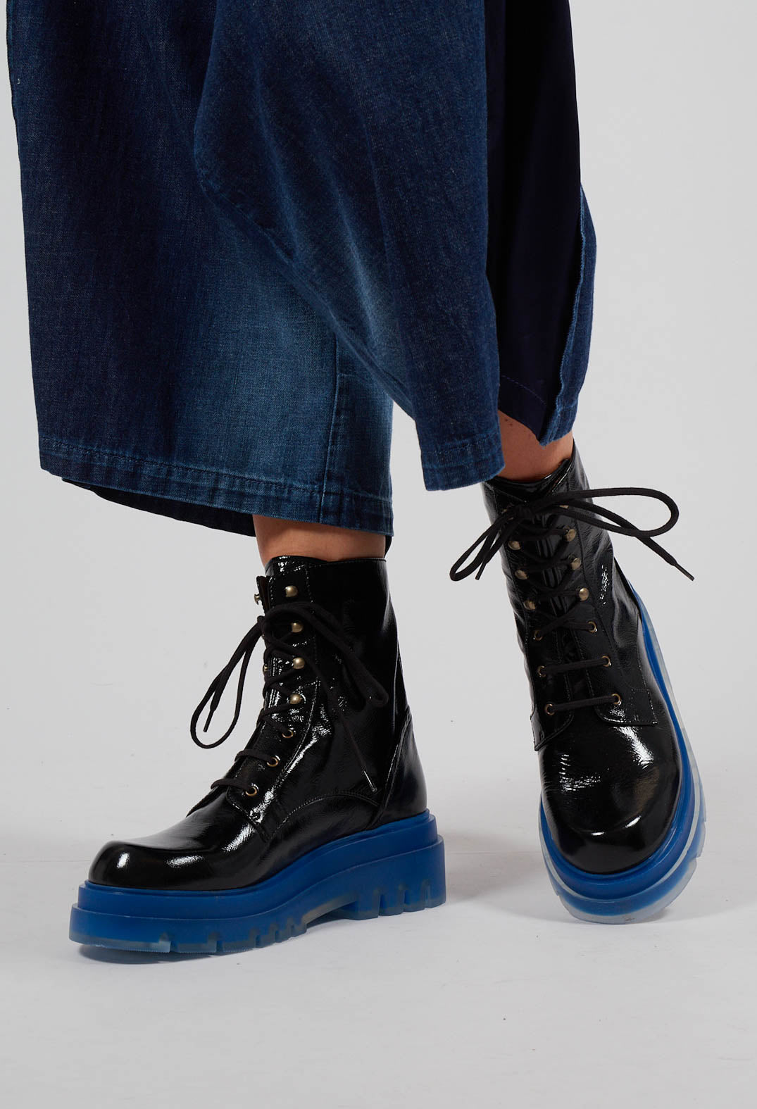 Yuppie Lace Up Boots in Black