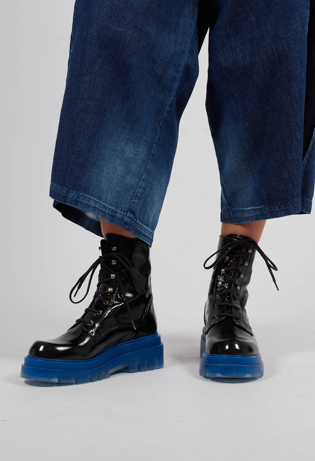 Yuppie Lace Up Boots in Black