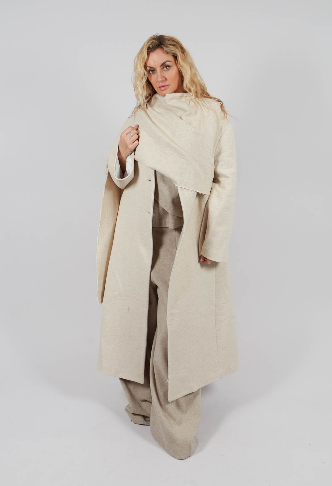Draped Coat in Lana