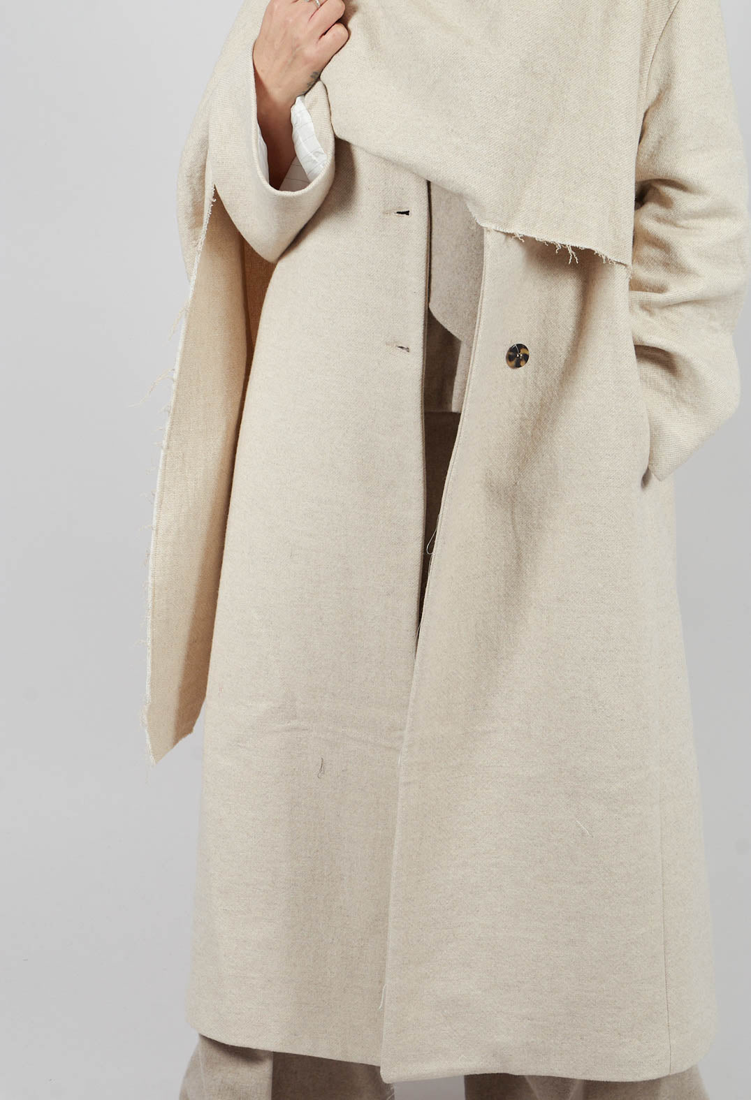 Draped Coat in Lana